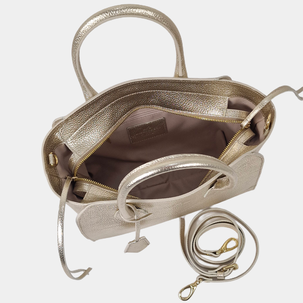 Borsa Tote Louren Media in Vitello Laminato