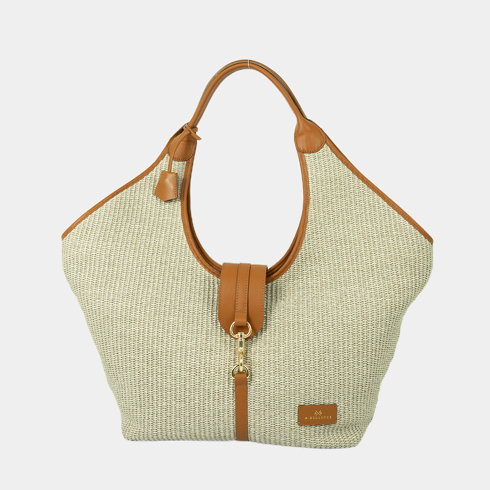 Tote Bag Michelle in Raffia e Vitello