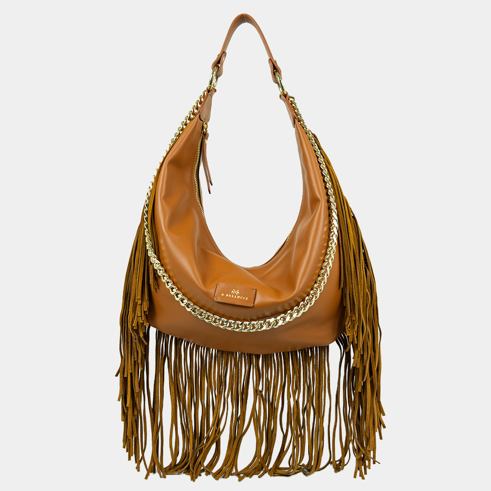 Borsa Hobo Desirè in Vitello con Frange