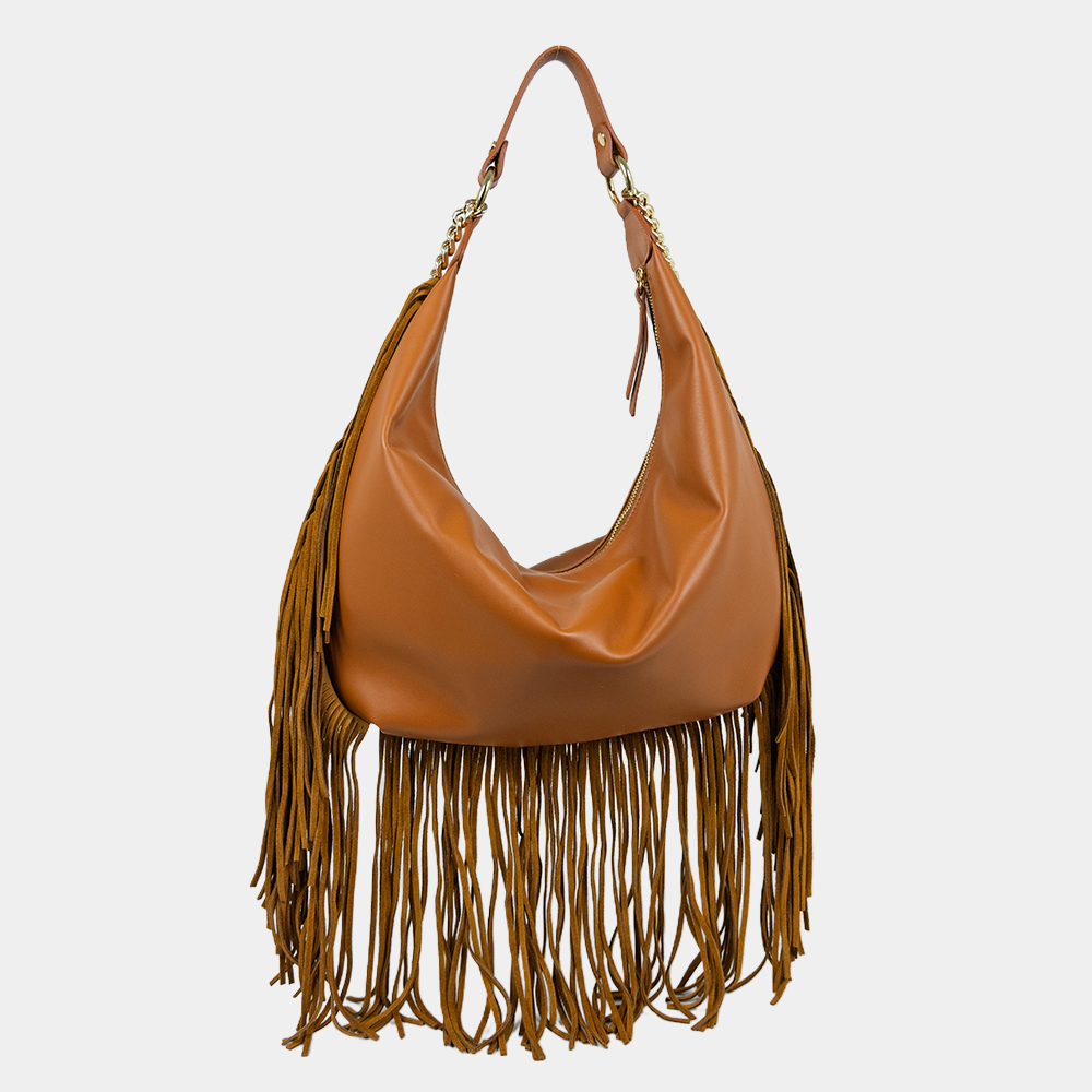 Borsa Hobo Desirè in Vitello con Frange