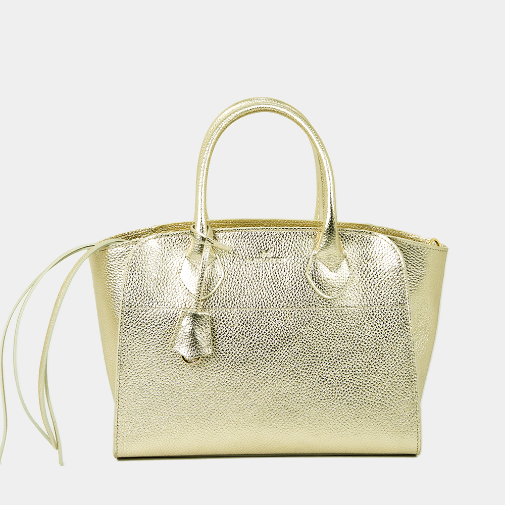 Borsa Tote Louren Media in Vitello Laminato