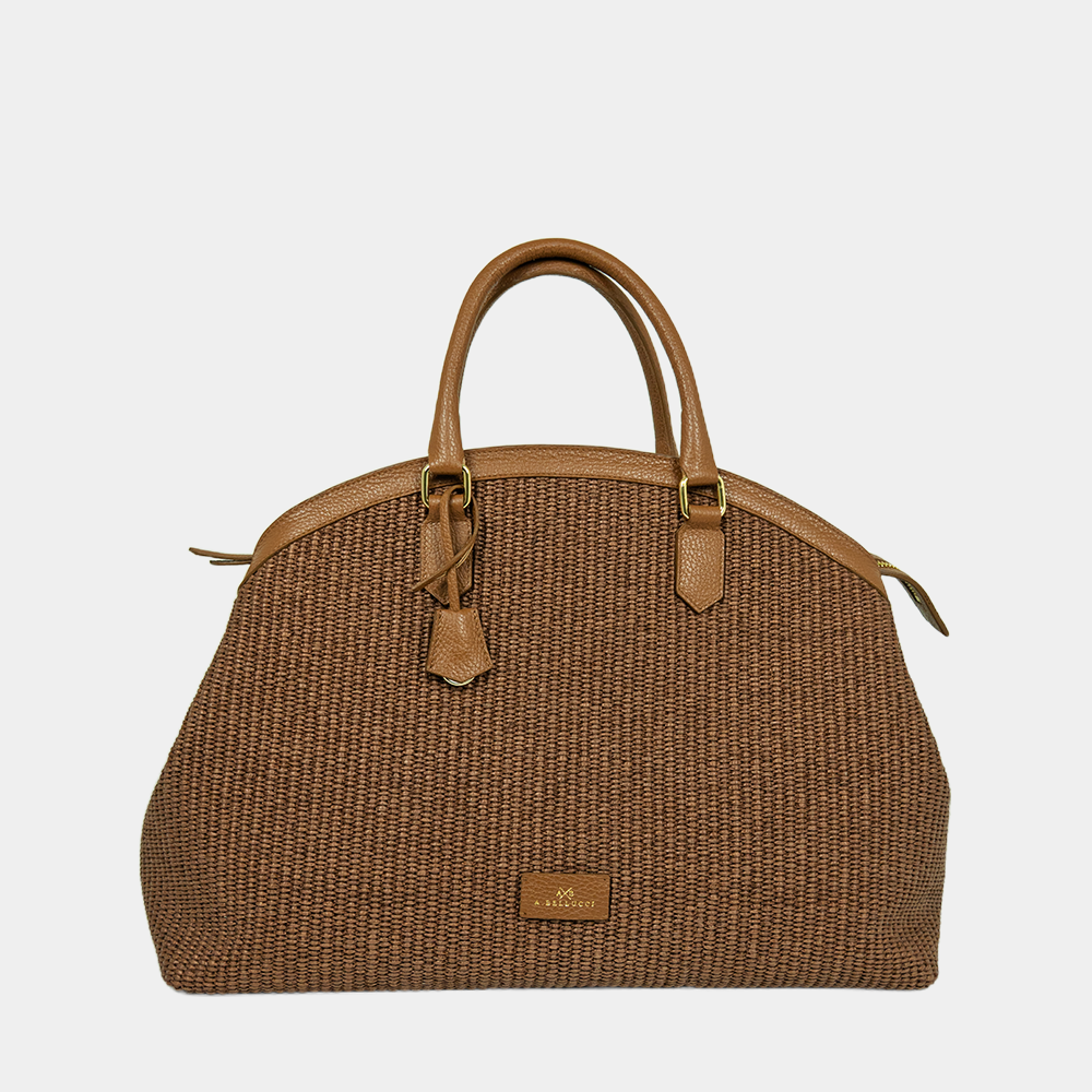Tote Bag Mouselle XL in Rafia e Vitello
