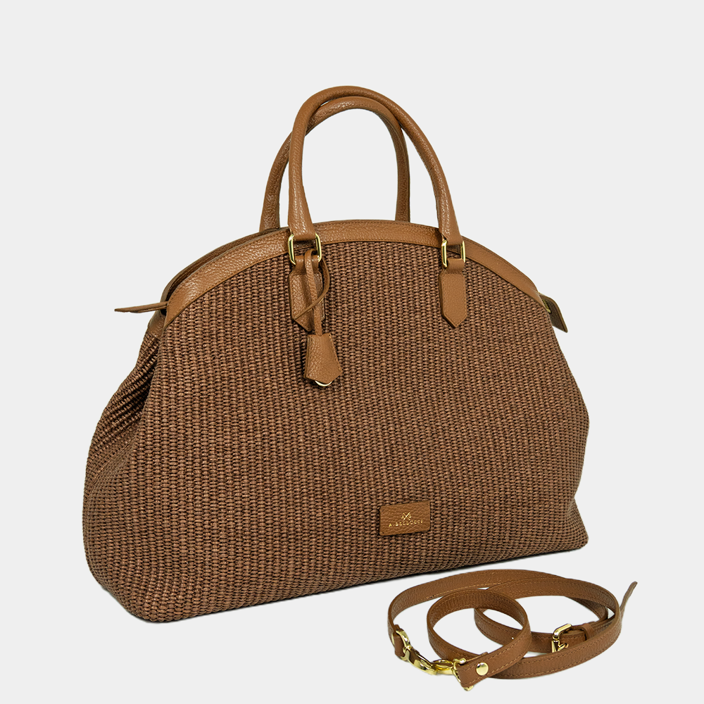 Tote Bag Mouselle XL in Rafia e Vitello