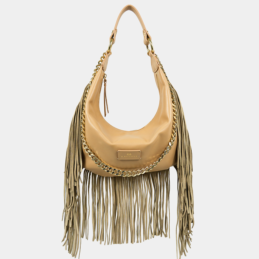 Borsa Hobo Desirè Media in Vitello con Frange