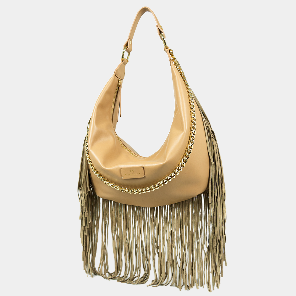 Borsa Hobo Desirè in Vitello con Frange