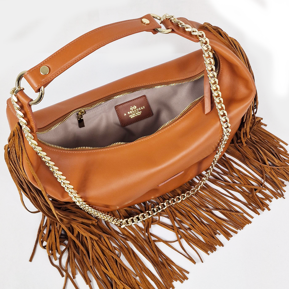 Borsa Hobo Desirè in Vitello con Frange