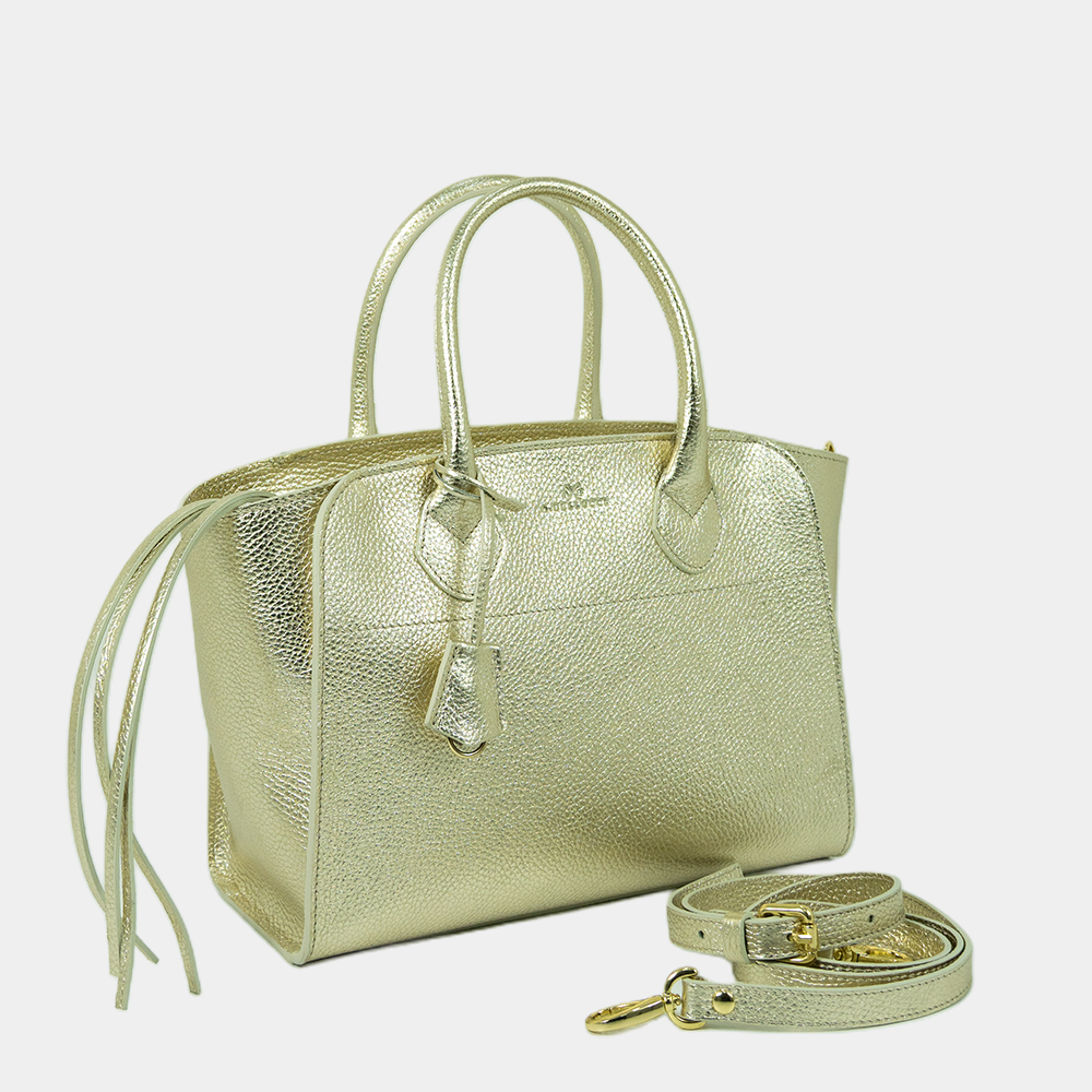 Borsa Tote Louren Media in Vitello Laminato