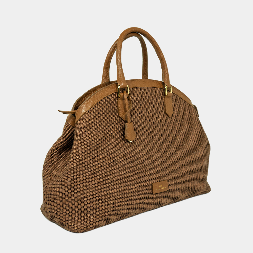 Tote Bag Mouselle XL in Rafia e Vitello