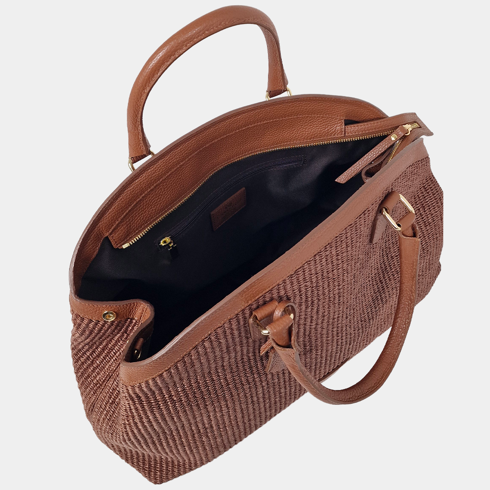 Tote Bag Mouselle XL in Rafia e Vitello